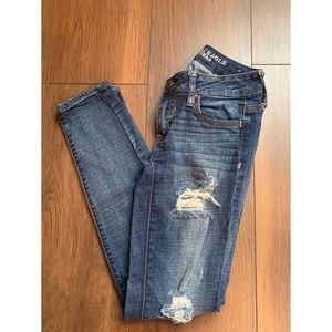 AE Distressed Jegging Jeans 00 Super Stretch